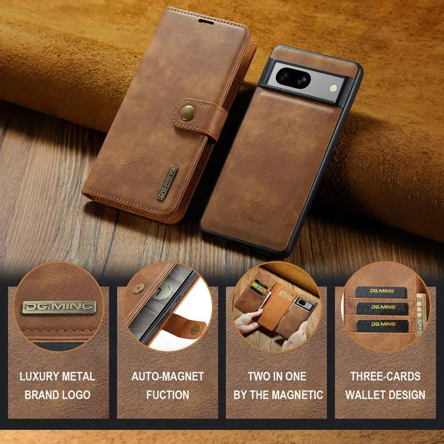 Detachable Magnetic Leather Wallet Case