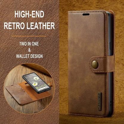 Detachable Magnetic Leather Wallet Case