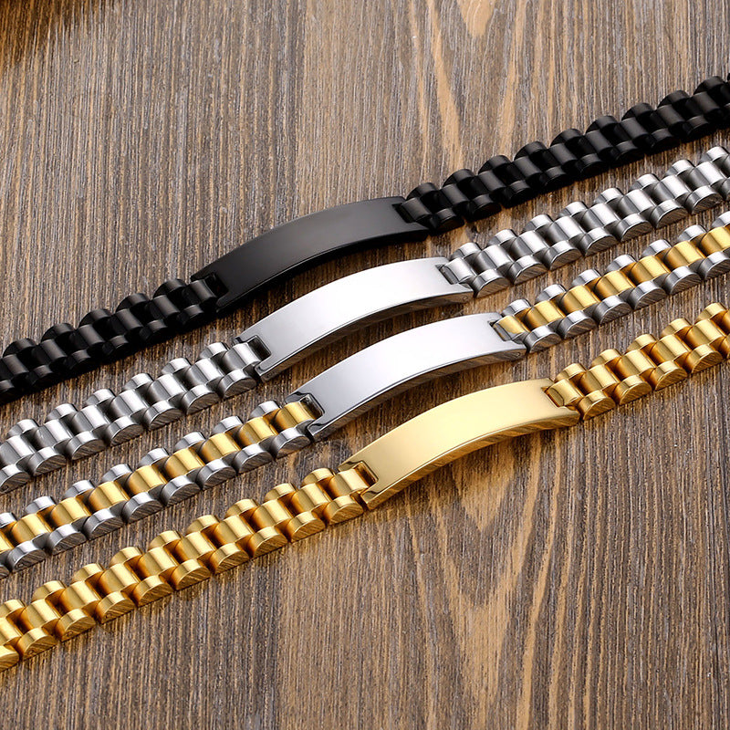 Titanium Steel Men And Women Curved Brand Bracelet