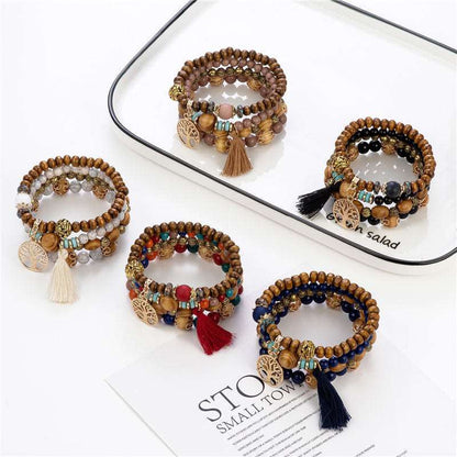 Boho Multilayer Wooden Beaded Stretch Bracelet - iRelax® Australia