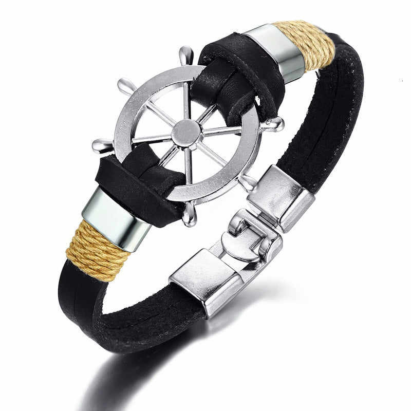 Alloy Ship Helmsman Rope Trendy Bracelet Black - iRelax® Australia