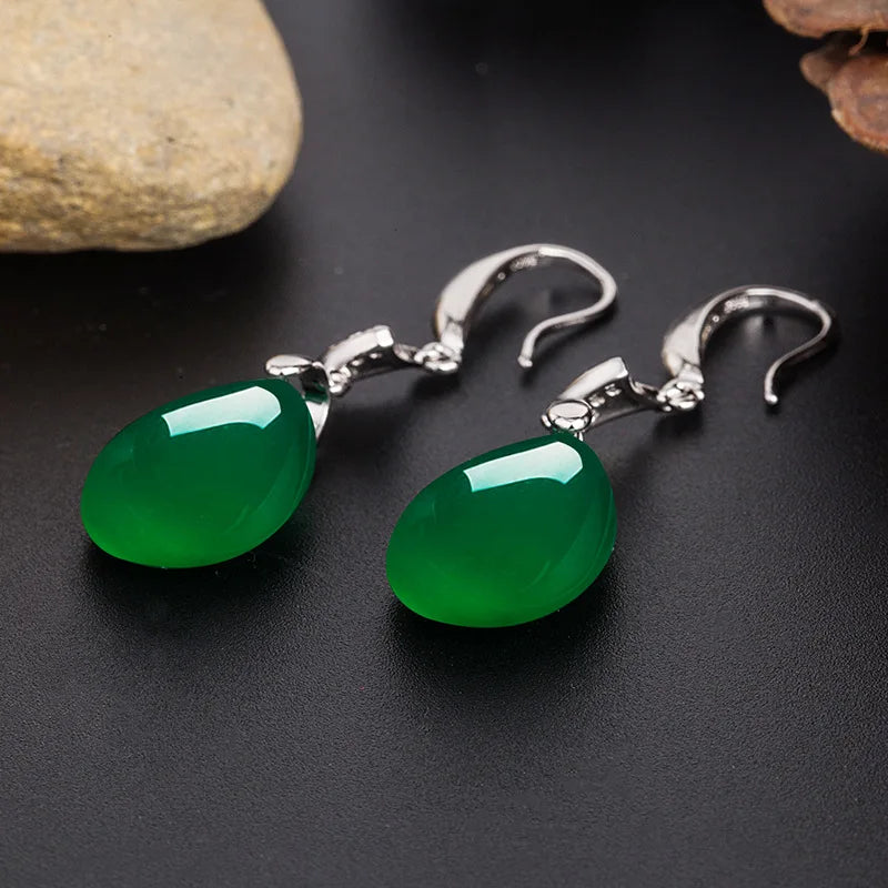 Sterling Silver Jade Gemstone Drop Earrings - iRelax® Australia