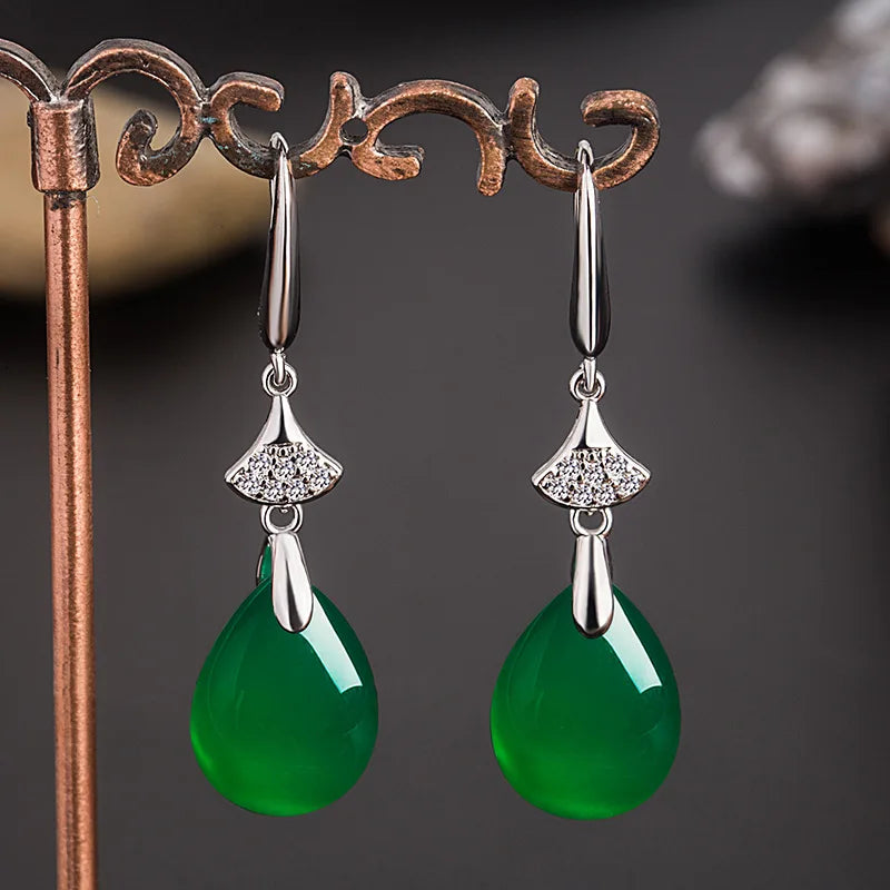 Sterling Silver Jade Gemstone Drop Earrings - iRelax® Australia