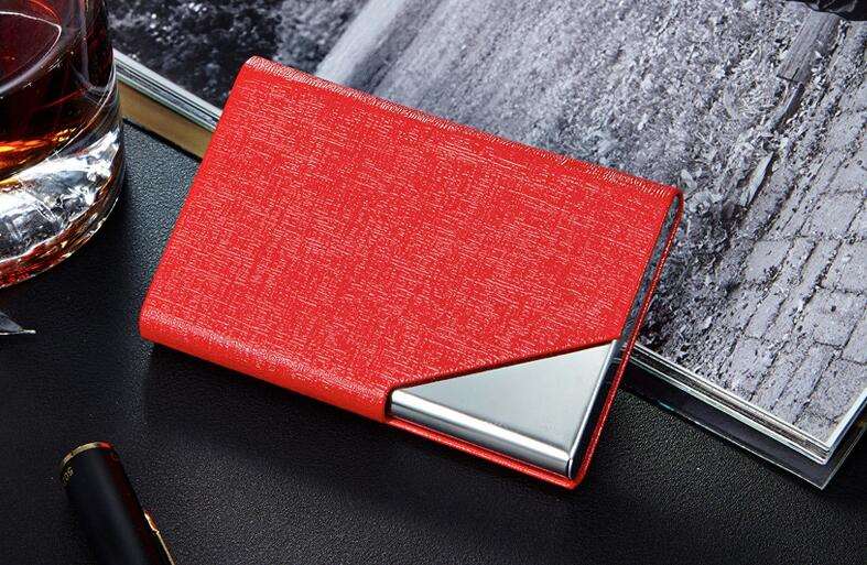 Aluminum Case Card Holder with PU Leather Red - iRelax® Australia