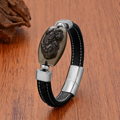 Obsidian Natural Stone Feng Shui Pixiu Bracelet