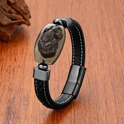 Obsidian Natural Stone Feng Shui Pixiu Bracelet