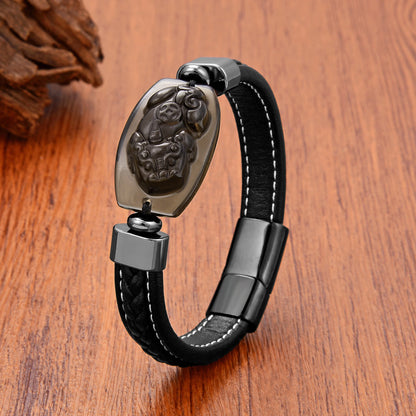 Obsidian Natural Stone Feng Shui Pixiu Bracelet - iRelax® Australia