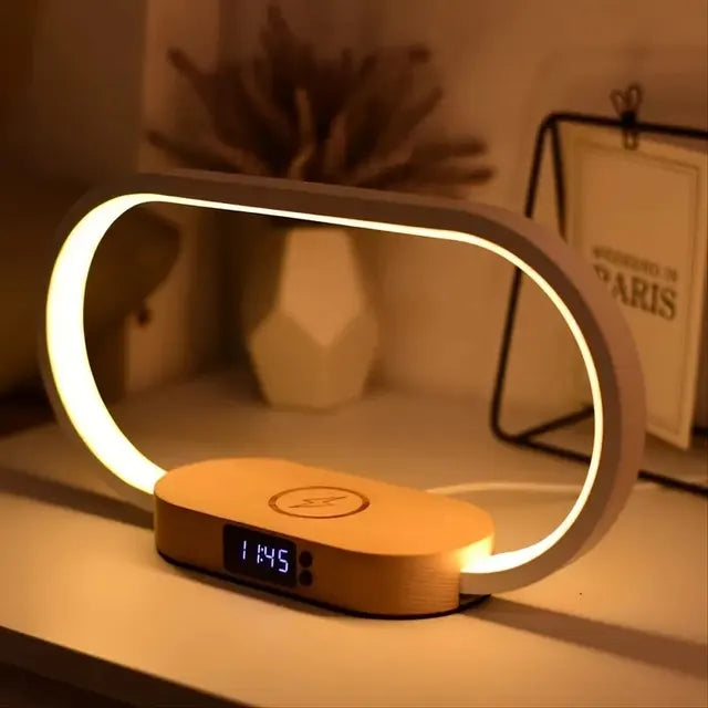 Wireless Charging Dock with Clock and LED Night Light
