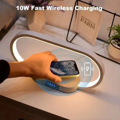 Wireless Charging Dock with Clock and LED Night Light