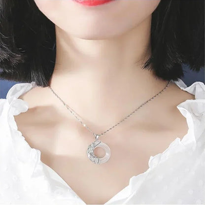 Natural White Jade Koi Lucky Necklace