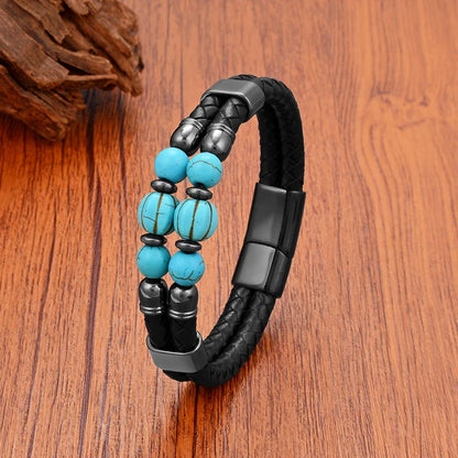Turquoise Gem Stone Beads Charm Handmade Bracelet
