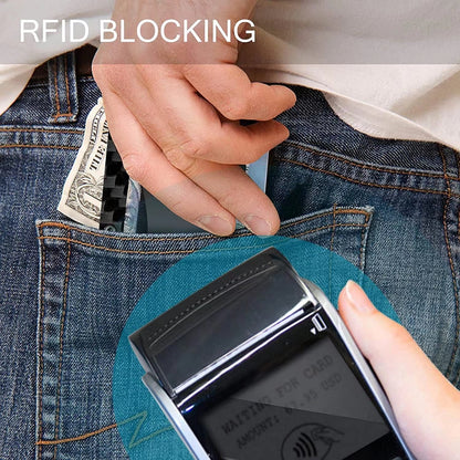 Slim Metal Carbon Fiber Aluminium RFID Wallet Card Holder