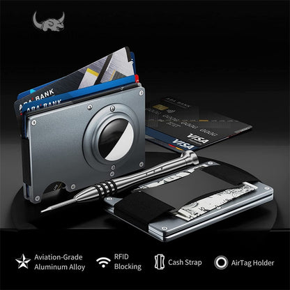 RFID Aluminium Case Metal Wallet with Air Tag Holder