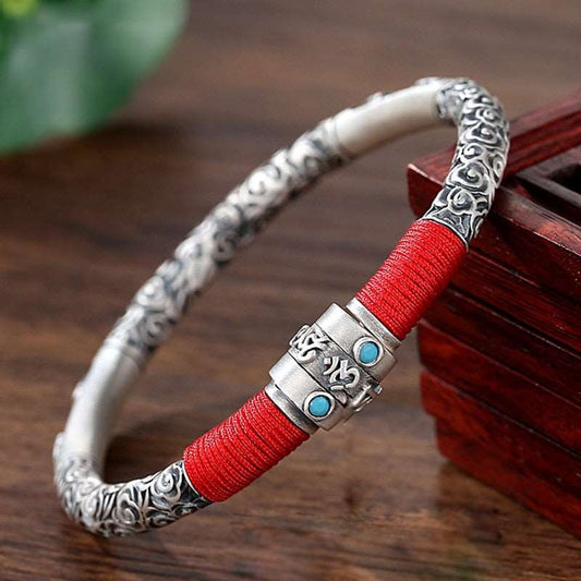 Auspicious Cloud Six-Character Mantra Silver Bracelet - iRelax® Australia