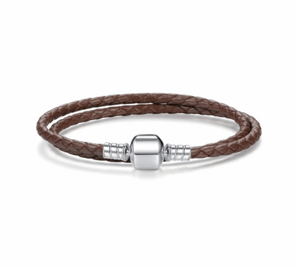 Double Braided Leather Bracelets with 925 Sterling Silver Snake Clasp - iRelax® Australia