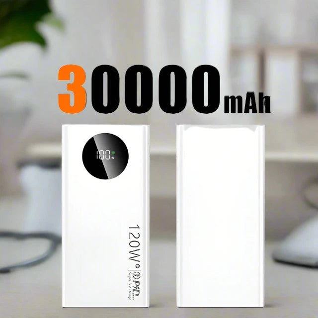120W High Capacity Digital Display Power Bank White 30000mAh - iRelax® Australia