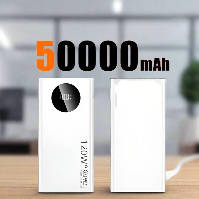 120W High Capacity Digital Display Power Bank White 50000mAh - iRelax® Australia