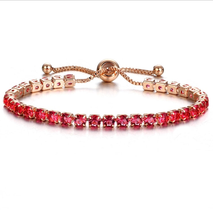 Luxury 4mm Cubic Zirconia Tennis Iced Out Chain Bracelet Red with Gold - iRelax® Australia