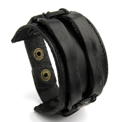 Leather Cuff Double Wide Bracelet - iRelax® Australia