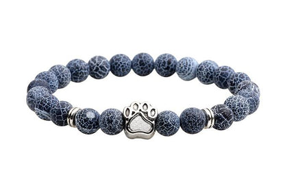 Dogs Cat Paw Natural Stone Elastic Rope Beads Bracelet
