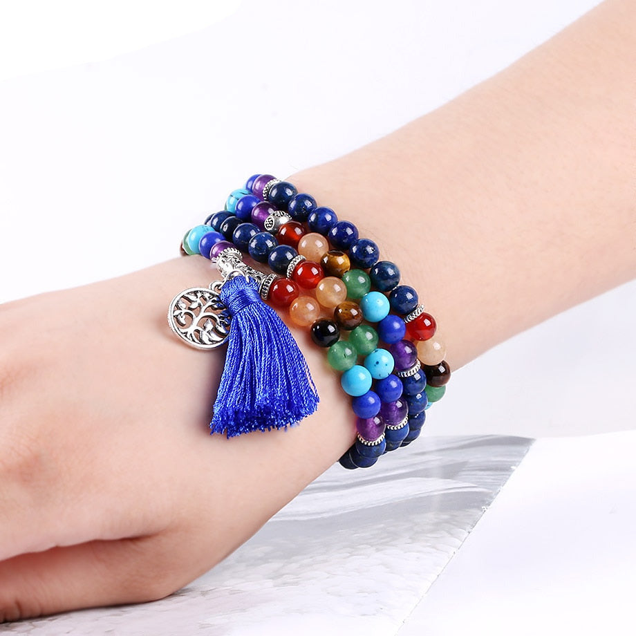7 Chakra Multilayer 108 Mala Beads Charms Bracelets