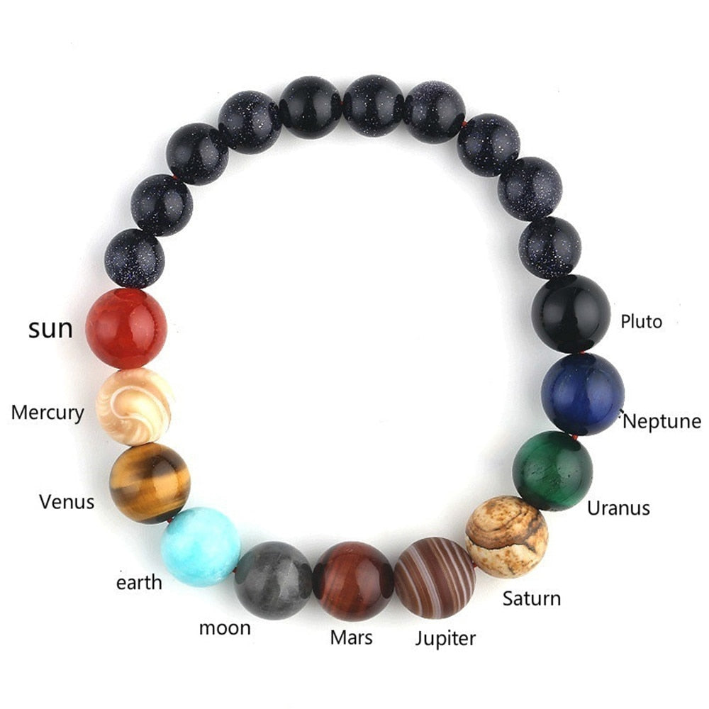 Eight Planets Natural Stone Beads Bracelet