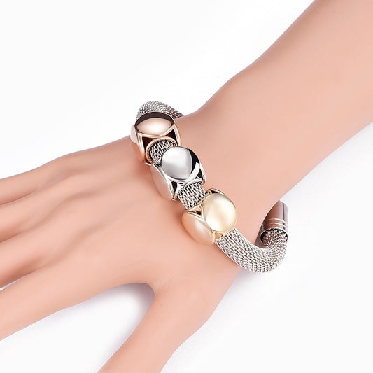 Titanium Steel Mesh Geometry Bracelet Big Thick Chain