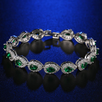 Zircon Bracelet with Micro-Set Copper Main Stone Bracelet Rhodium Plated Green Diamond - iRelax® Australia