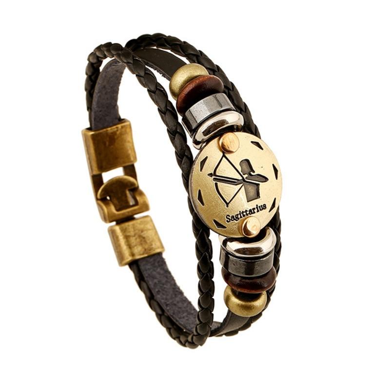 Bronze Alloy Buckles Zodiac Signs Bracelet