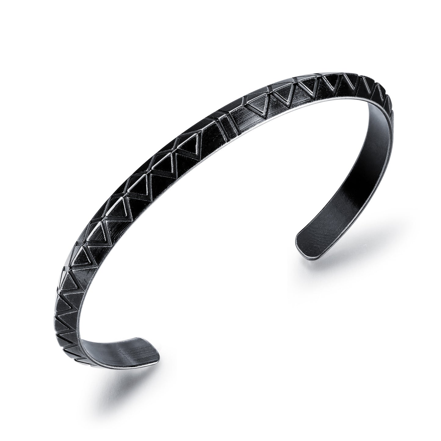 Retro Diamond Face Titanium Steel Open Bracelet Black - iRelax® Australia