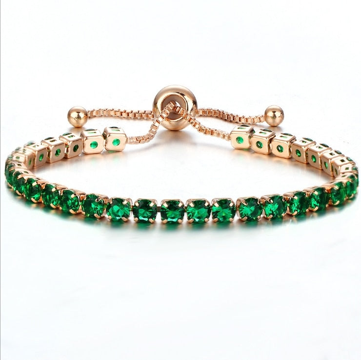 Luxury 4mm Cubic Zirconia Tennis Iced Out Chain Bracelet Green with Gold - iRelax® Australia