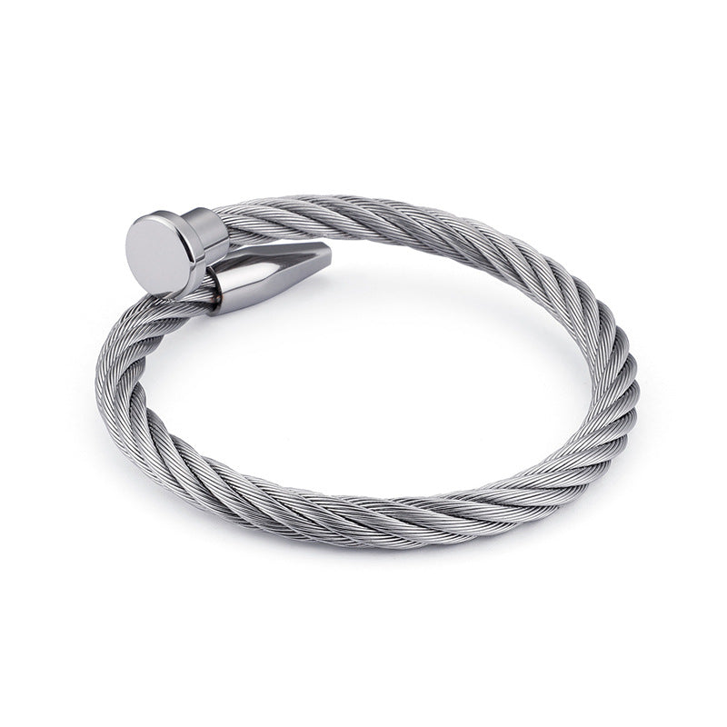 Titanium Steel Nails Open Bracelet for Women