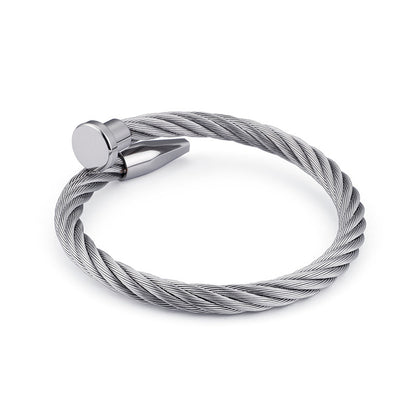 Titanium Steel Nails Open Bracelet for Women