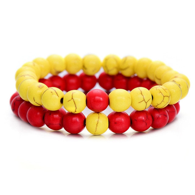 2pcs Set Couples Distance Natural Stone Bracelet Yellow Red - iRelax® Australia