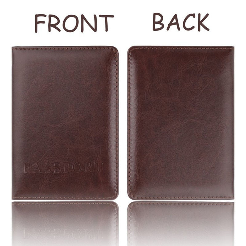 Leather RFID Passport Cover with Credit Card Holder