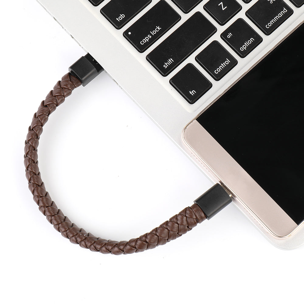 Wearable Braided USB Mobile Charging Leather Bracelet