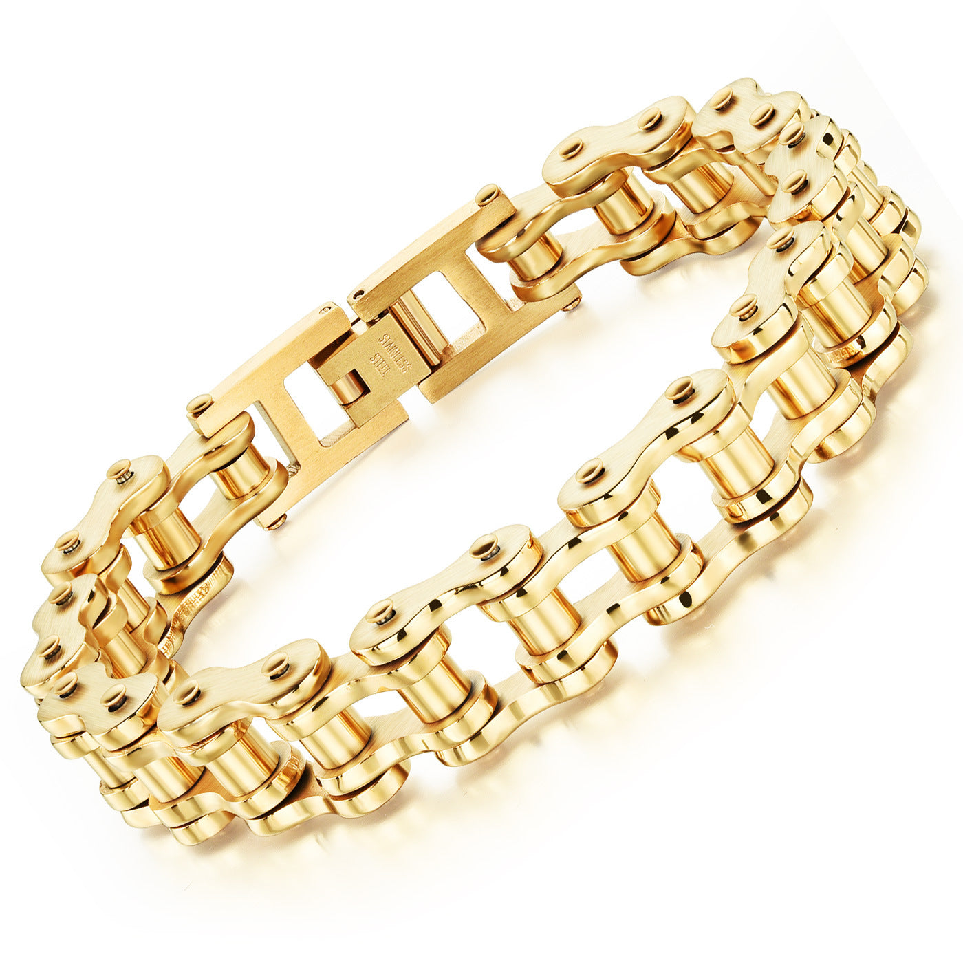 Rock Personality Motorcycle Bicycle Chain Titanium Steel Bracelet Gold - iRelax® Australia