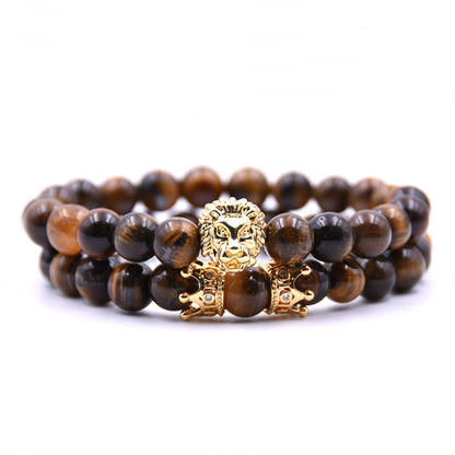 King Lion Natural Stone Bead Bracelet Charm
