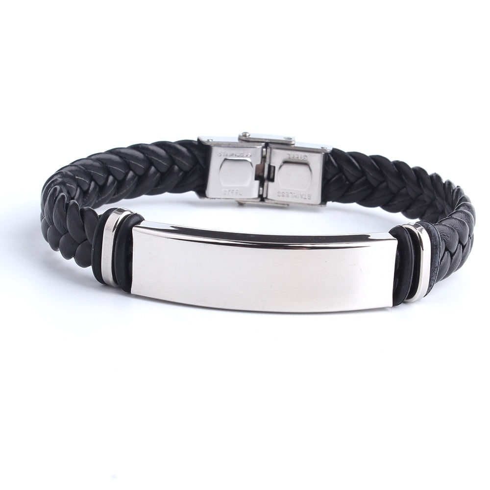 Leather with Stainless Steel Bracelet