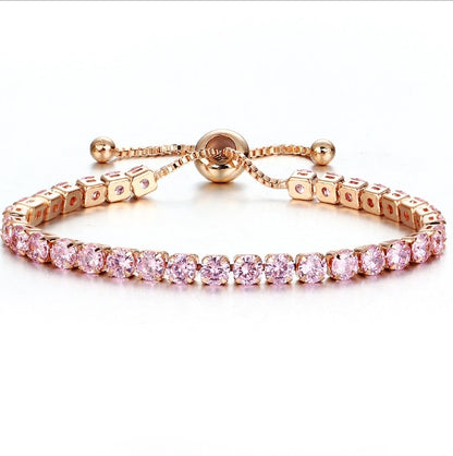 Luxury 4mm Cubic Zirconia Tennis Iced Out Chain Bracelet Pink with Gold - iRelax® Australia