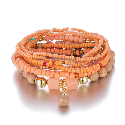 Boho Multilayer Creative Turquoise Beaded Bracelet Orange B0058-17 - iRelax® Australia