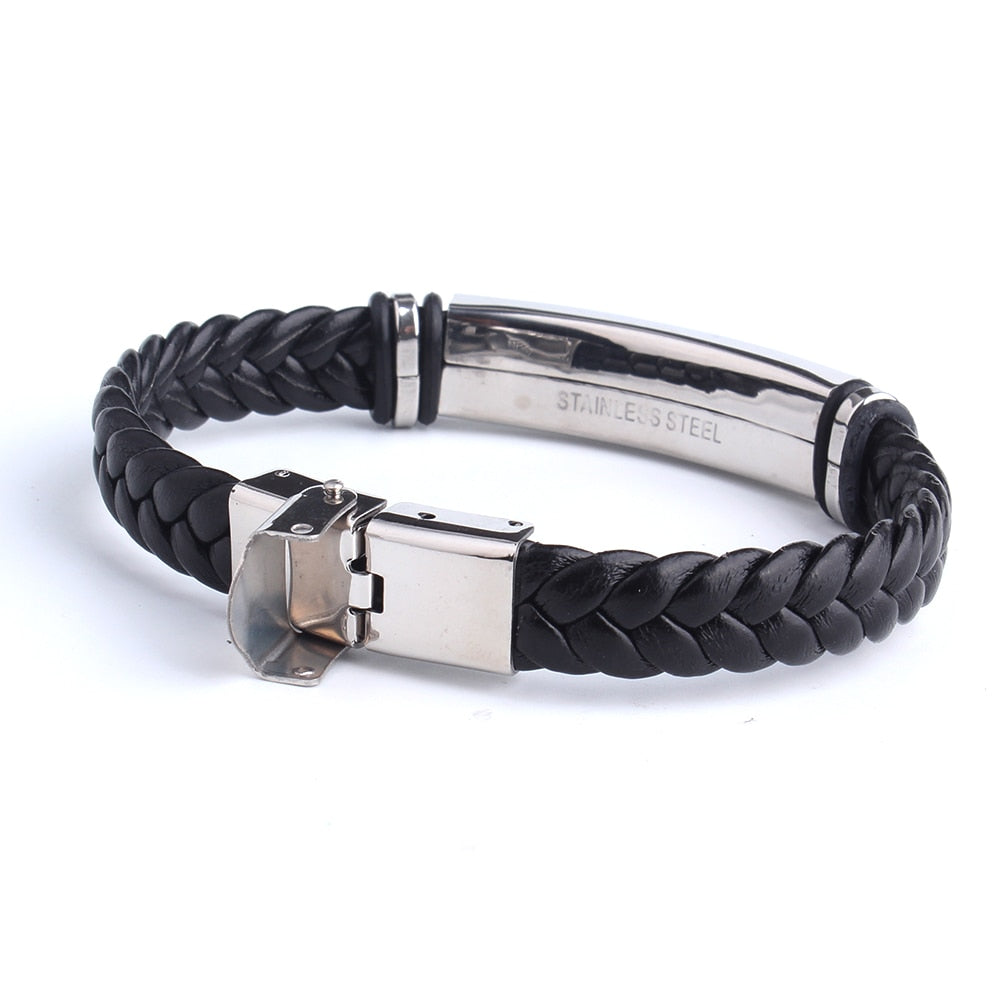 Leather with Stainless Steel Bracelet