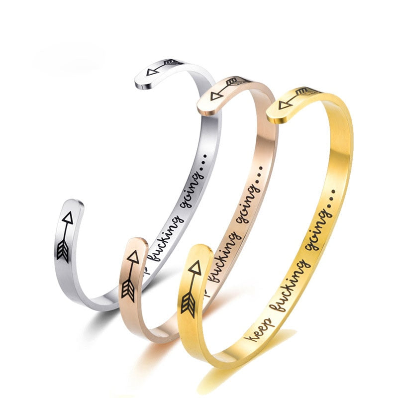 Inspirational Keep Going Cuff Open Bracelet - iRelax® Australia