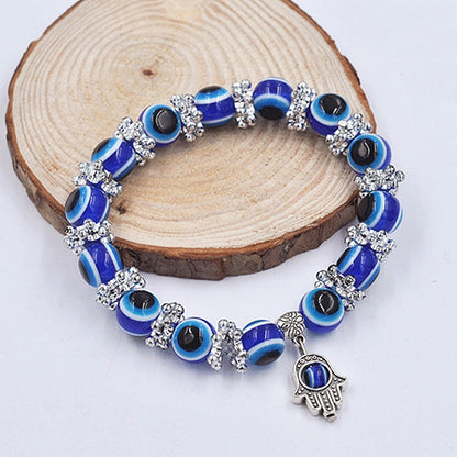 Handmade Evil Eye Beads Elastic Bracelet