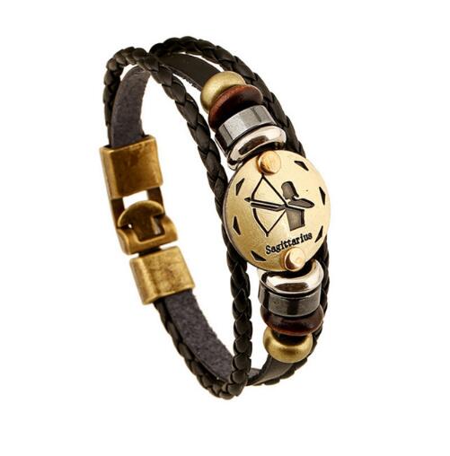Bronze Alloy Buckles Zodiac Signs Bracelet