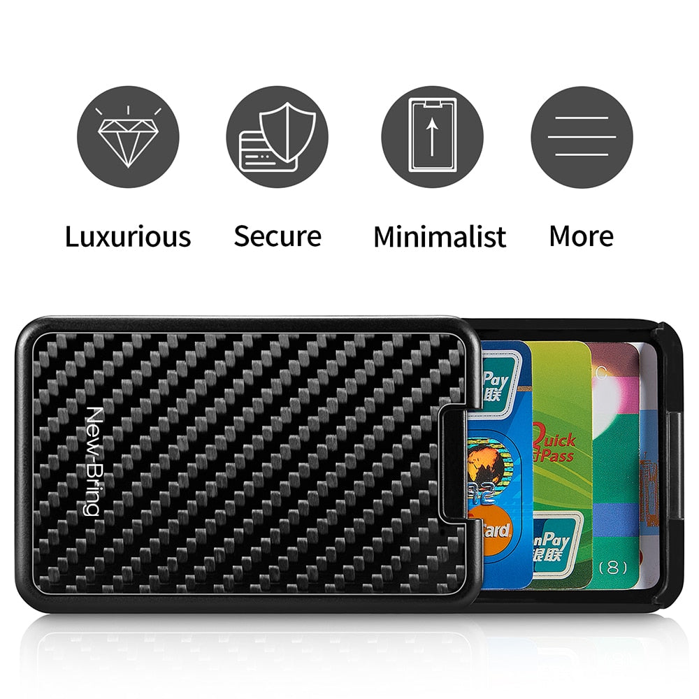 Slide Wallet RFID Blocking Carbon Fiber Card Holder iRelax