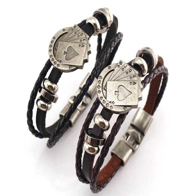 Cowhide Playing Card Three Layer Bracelet