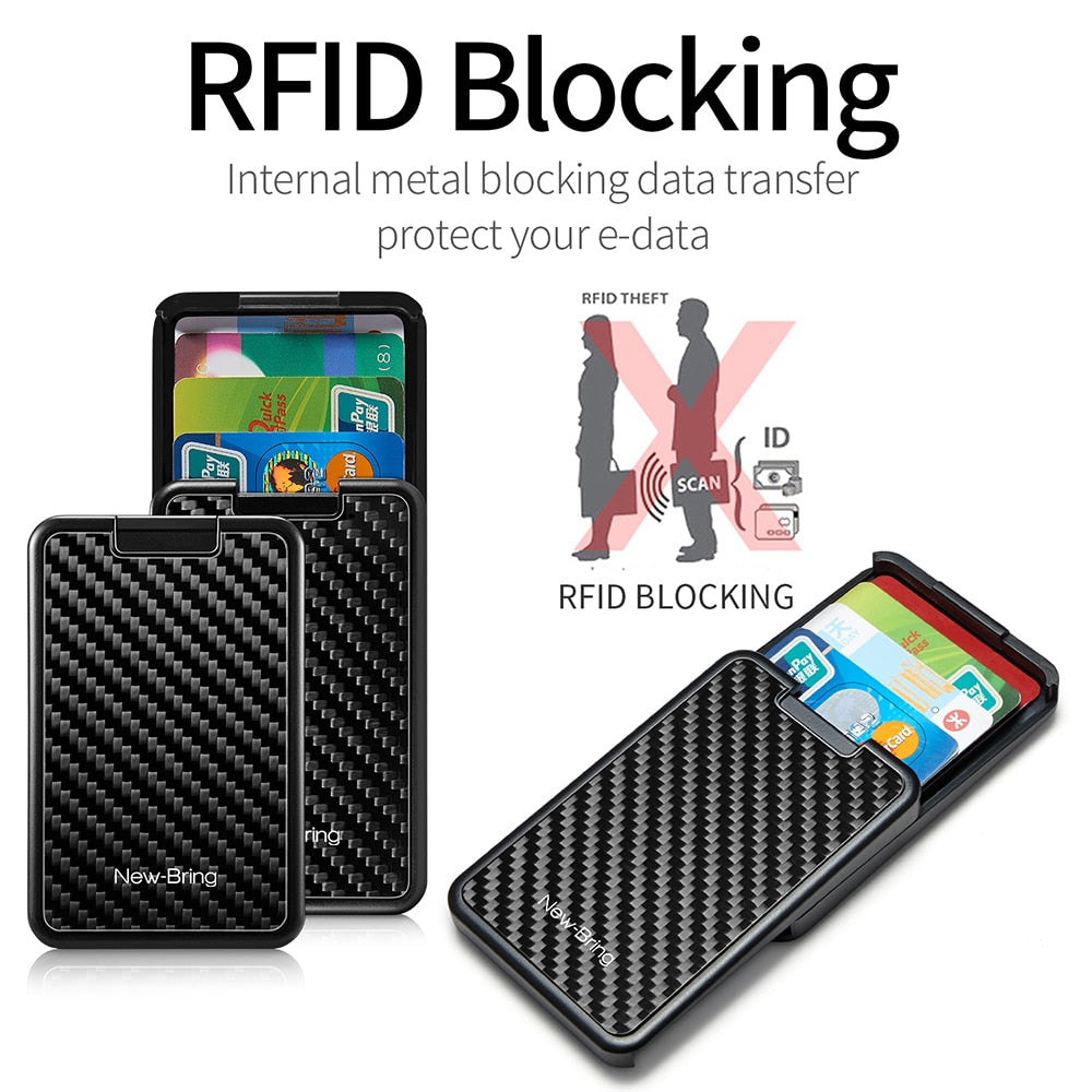 Slide Wallet RFID Blocking Carbon Fiber Card Holder
