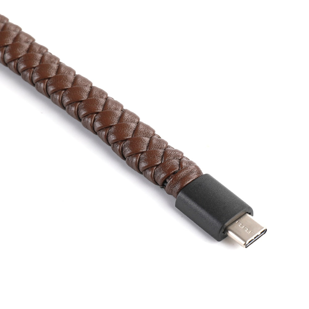 Wearable Braided USB Mobile Charging Leather Bracelet