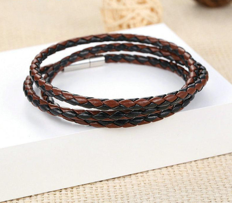 Leather Wrap Bracelet with Magnet Clasp